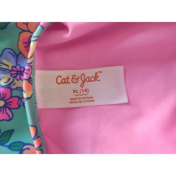 Girls One Piece Swimsuit, Floral Print and Pink, Size XL (14), Cat & Jack, NWT - Picture 5 of 9